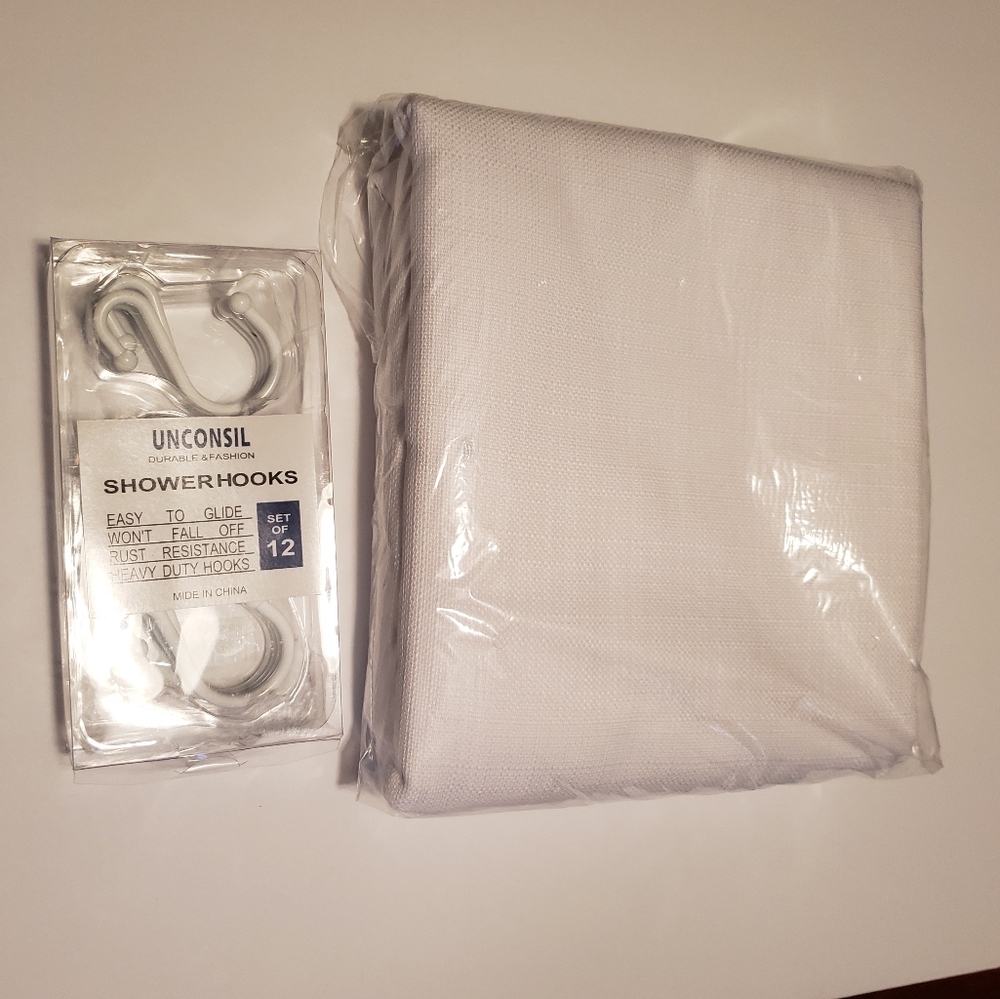 White Shower Curtain w/hooks